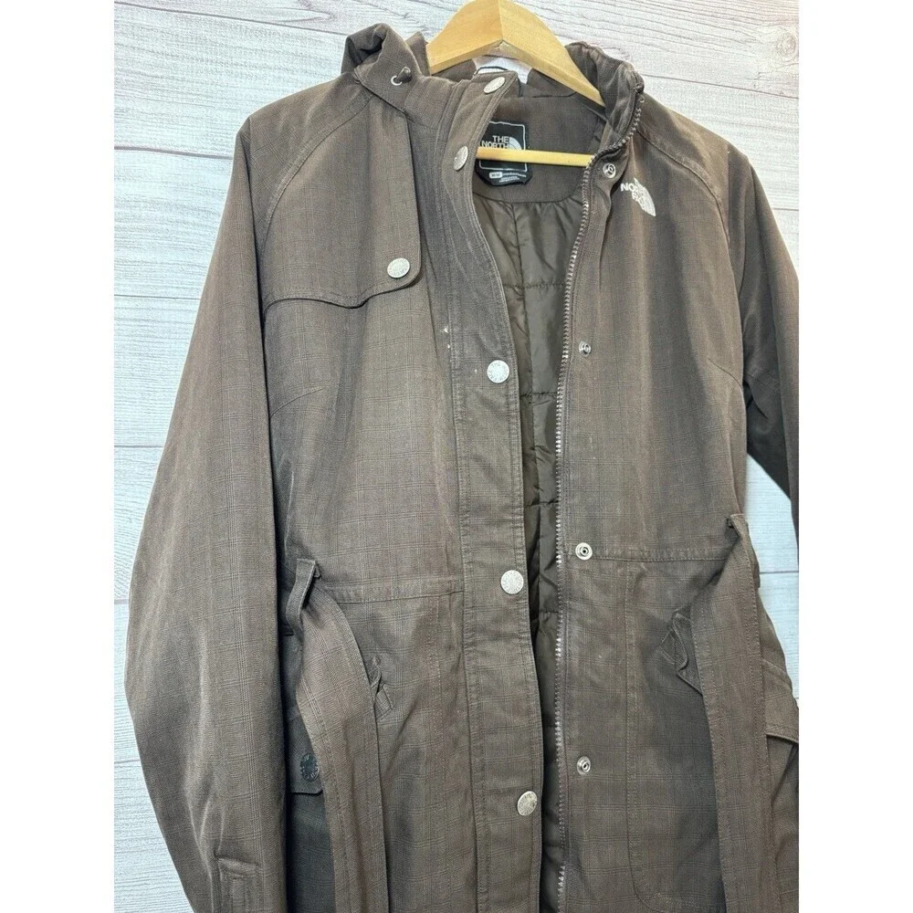 Women"The North Face" brown zipper/snaps hooded coat SIZE MEDIUM - Picture 4 of 16